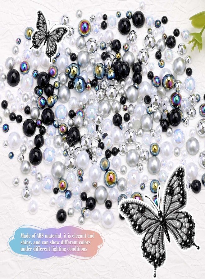 Morcheiong 10000 Pcs Flatback Pearl 3-8mm Half Pearl Bead for DIY Decoration of Nail Art Makeup Wedding Dresses Graduation Caps Bags DIY Making (Black and White) - Image 2